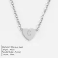 Edelstahl Herz Anhänger Halskette mit Buchstabe C für Damen, silberne Kette Schmuck. - C-Stahl