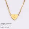 Edelstahl 14K Gold Herz Buchstabe C Anhänger Halskette zarte Schlüsselbein Kette Damen - Buchstabe C - Gold