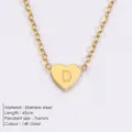 Edelstahl 14K Gold Herz Buchstabe D Anhänger Halskette für Damen modischer Schmuck. - Buchstabe D - Gold