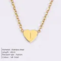 Minimalistische edelstahl 14k gold herz buchstabe i anhänger schlüsselbein halskette damen - Buchstabe I - Gold