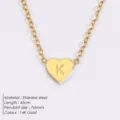 14K Gold Edelstahl Herz Kette mit personalisierten Buchstaben Anhänger für Damen Mode - Buchstabe K - Gold