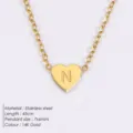 14K Gold Edelstahl Herz Anhänger Halskette mit Buchstabe N Initialen Kette Schmuck 45cm - Buchstabe N - Gold