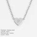 Edelstahl Initialen Herz Anhänger Halskette für Damen, eleganter silberner Chokerschmuck. - P-Stahl