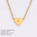 Edelstahl Gold Herz Buchstabe R Anhänger Halskette zarte Kette Schmuck für Damen - Buchstabe R - Gold