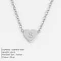 Edelstahl Herz Anhänger Halskette für Damen, 45cm silberne Kette mit S Buchstaben Anhänger. - S-Stahl