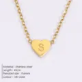 Edelstahl Herz Buchstabe S Halskette für Damen, minimalistische 14k vergoldete Schlüsselbeinkette. - Buchstabe S - Gold