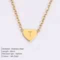 Edelstahl Herz Buchstabe T Halskette, 14K Gold Anhänger Modeschmuck für Damen. - Buchstabe T - Gold
