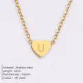 Elegante 14K Gold Edelstahl Herz Initialen U Anhänger Schlüsselbein Halskette Damen. - Buchstabe U - Gold
