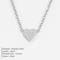 Edelstahl Herz Form Buchstabe W Halskette 45cm silber Anhänger minimalistischer Schmuck - W-Stahl