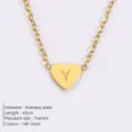 Minimalistische Edelstahl 14K Gold Herz Buchstaben Y Anhänger Halskette für Damen. - Buchstabe Y - Gold