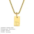 Collier pendentif lettre D en acier inoxydable pour femmes, élégante chaîne dorée 14k. - Or / Lettre D