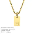Collier pendentif lettre H initiale plaqué or 14K en acier inoxydable avec chaîne. - Acier / Lettre H