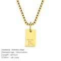 Collier pendentif lettre K en acier inoxydable pour femmes, chaîne claviculaire plaquée or 14K. - Acier / Lettre K