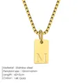 Collier Pendentif Lettre M en Acier Inoxydable Or 14K Chaîne Boîte Bijou Minimaliste Femme - Acier / M