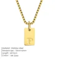 Collier pendentif lettre P en acier inoxydable doré, chaîne carrée plaquée or 14k pour femme. - Acier / Lettre P
