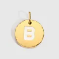 Pendentif lettre B en émail rond doré en acier inoxydable accessoire de bijoux DIY. - Or 14K - B