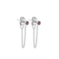 Boucles d'oreilles chaine strass rouge en acier inoxydable style tendance chic - Janvier Rouge - Argent