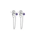 Boucles d'oreilles clous chaîne strass violet en acier, design pampille tendance. - Février Violet - Argent