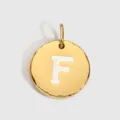 Pendentif Lettre F Émaillé en Acier Inoxydable Doré Accessoire Charme Composant Bijou - Or 14K - F