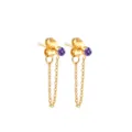 Boucles d'oreilles pendantes en acier inoxydable doré et zircon violet tendance - Février Violet - Or