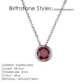 Collier pendentif pierre de naissance rouge en acier inoxydable, chaîne courte élégante de 8mm. - Janvier Rouge - Argent