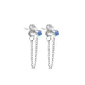 Boucles doreilles puces chaine strass bleu en acier inoxydable bijoux tendance variante - Mars Bleu Clair - Argent