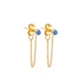 Boucles d'oreilles clous puces chaine glands acier inoxydable dore strass bleu - Mars Bleu Clair - Or