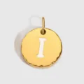 Pendentif lettre I en acier inoxydable doré breloque accessoire de bijoux DIY pour femme - Or 14K - I
