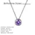 Collier ras de cou en acier inoxydable argenté avec pendentif pierre violette pour femmes - Février Violet - Argent