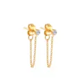 Boucles d'oreilles puces strass en acier inoxydable, élégantes chaînes dorées pendantes. - Avril Blanc - Or