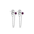 Boucles d'oreilles puces pompon en acier inoxydable avec strass violet bijoux de mode - Juin Violet - Argent