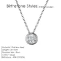 Collier de naissance en acier inoxydable avec pendentif en cristal rond pour femmes. - Avril Blanc - Argent