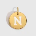 Pendentif lettre N rond en acier inoxydable doré charme émail accessoire bijou DIY variante. - Or 14K - N