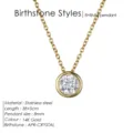 Collier pendentif pierre de naissance plaqué or 14K en acier inoxydable bijoux élégants - Avril Blanc - Or