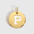 Pendentif Charm Lettre P en Émail en Acier Inoxydable Doré pour Bijoux DIY Accessoire - Or 14K - P