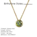 Collier de naissance en acier inoxydable plaqué or 14K avec pendentif rond vert de 8mm. - Mai Vert - Or