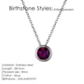 Collier de pierre de naissance en acier inoxydable pour femmes, élégante chaîne de clavicule. - Juin Violet - Argent