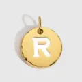 Pendentif rond lettre R en acier inoxydable doré émail accessoire de bijoux DIY breloque collier - Or 14K - R