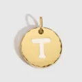 Pendentif lettre T en acier inoxydable doré avec émail bord ondulé accessoire DIY - Or 14K - T