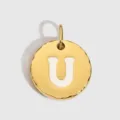 Pendentif Lettre U Rond en Acier Inoxydable Doré Breloque Accessoire Bijoux DIY pour Collier - Or 14K - U