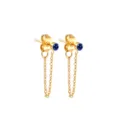 Boucles d'oreilles clous chaîne strass bleu en acier inoxydable doré pour les femmes - Septembre Bleu Royal - Or