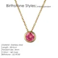 Collier ras de cou en acier inoxydable doré avec pendentif pierre de naissance rose, 8mm - Juillet Rose - Or