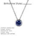 Collier pendentif pierre de naissance bleu en acier inoxydable pour femmes élégante chaîne - Septembre Bleu Royal - Argent