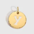 Pendentif charm rond en acier inoxydable doré avec lettre initiale Y pour bijoux diy. - Or 14K - Y