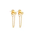 Boucles d'oreilles clous en acier inoxydable doré avec pierre de cristal jaune et chaîne. - Novembre Jaune Clair - Or