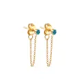 Boucles d'Oreilles Puces Goutte Tasseaux en Acier Inoxydable Doré avec Strass Bleu - Décembre Bleu Lac - Or