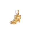 Goldene High Heel Stiefel Anhänger Schmuck Accessoire mit eleganter Gittermuster Textur Design. - Stöckelschuh Stiefel Anhänger / Gold