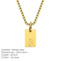 Collier avec pendentif lettre S initiale en acier inoxydable couleur or 14K pour femmes - Acier / S