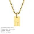 Collier avec Pendentif Lettre T en Acier Inoxydable Couleur Or 14K Bijoux pour Femmes - Acier / Lettre T