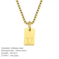 Collier pendentif lettre initiale U en acier inoxydable doré avec chaîne de 42+5cm - Acier / Lettre U
